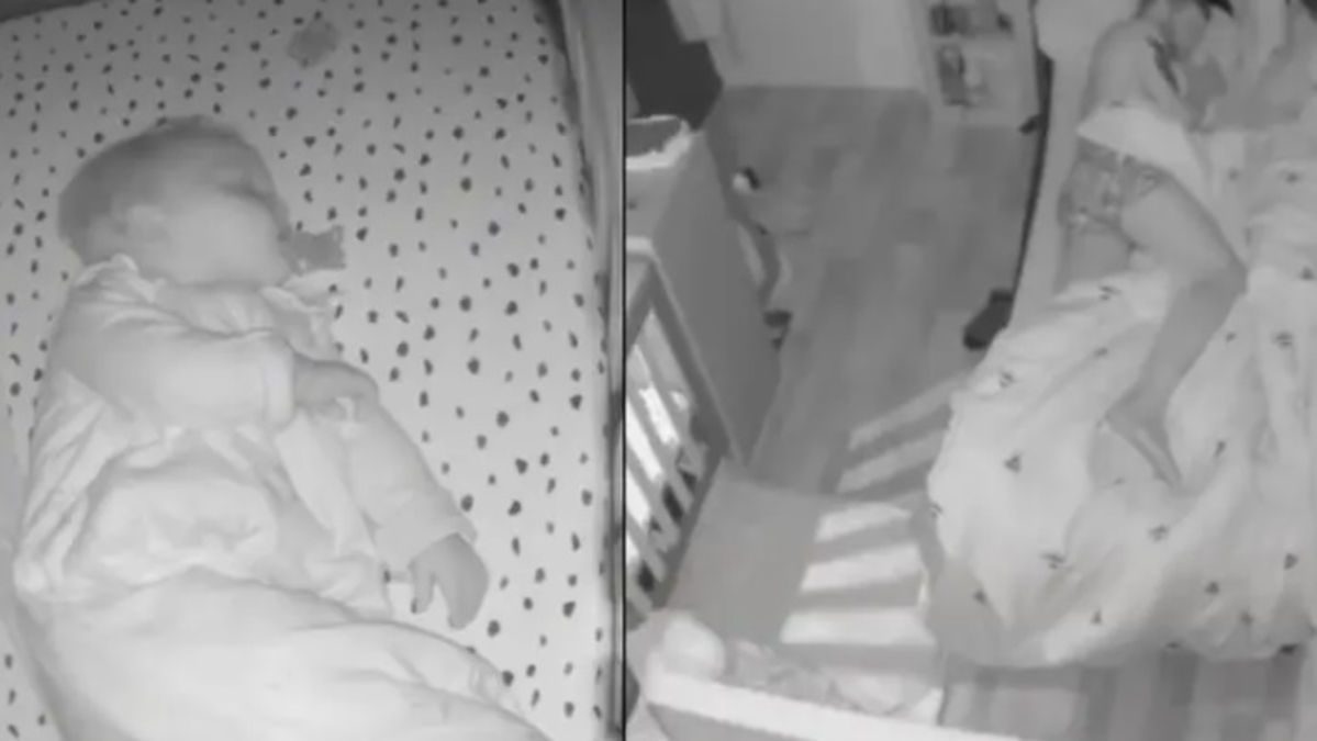 Koppel deelt enge beelden van ‘spook’ dat ’s nachts hun baby lastigvalt