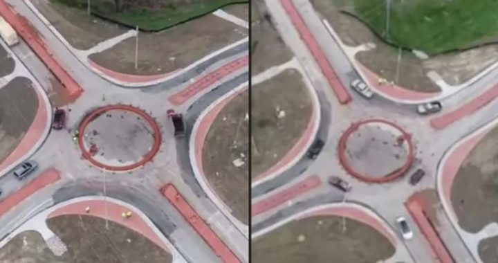 Hilarisch: Amerikaanse chauffeurs sukkelen met eerste rotonde in hun dorp